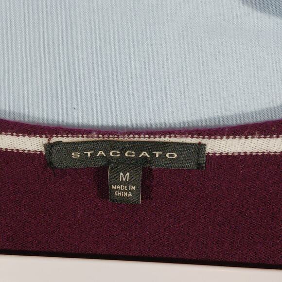 Staccato Women's Medium Lightweight Striped Sweater Maroon Soft - Picture 2 of 5